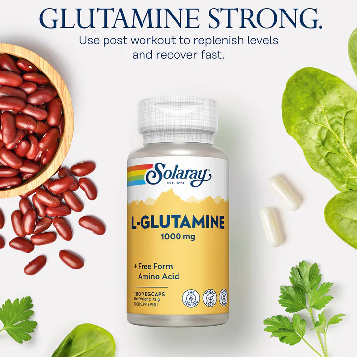 Solaray L-Glutamine, Post-Workout & Amino Acid Support - 100 Vegan Capsules, additional product view 3