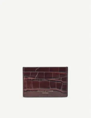 ASPINAL OF LONDON Logo-embellished croc-embossed leather card holder detail 3