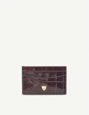 ASPINAL OF LONDON Logo-embellished croc-embossed leather card holder