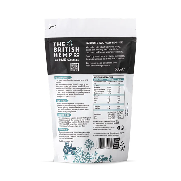 The British Hemp Co Hemp protein powder 50% - 500g detail 2