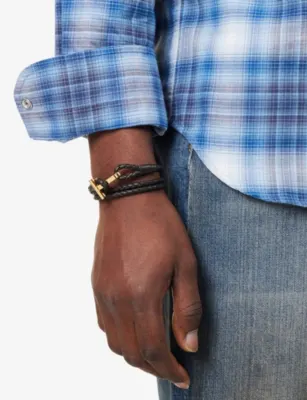 TOM FORD Braided Wrap Leather Bracelet - XL detail 2
