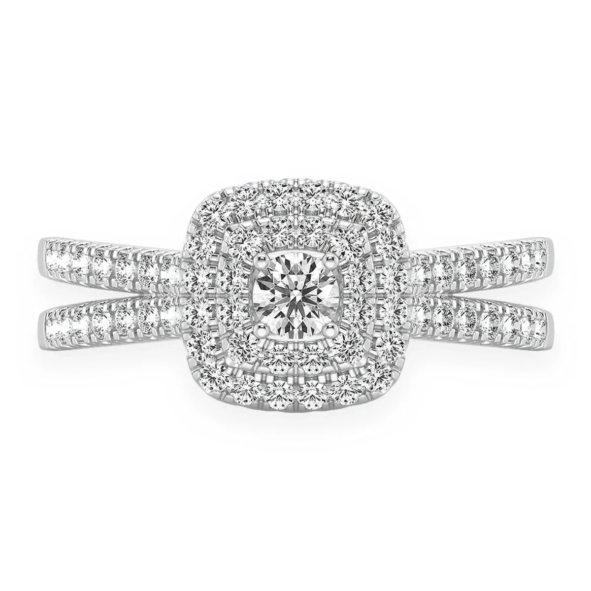 For Him Three Layer Square Double Halo Engagement Ring in Rose Gold / VS / Lab Grown Diamond – Ring