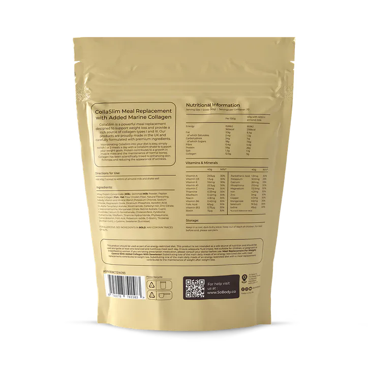 So Body Co. So Body Co CollaSlim Meal Replacement Shake with Added Marine Collagen Vanilla 40g X 20 Meals, additional product view 2