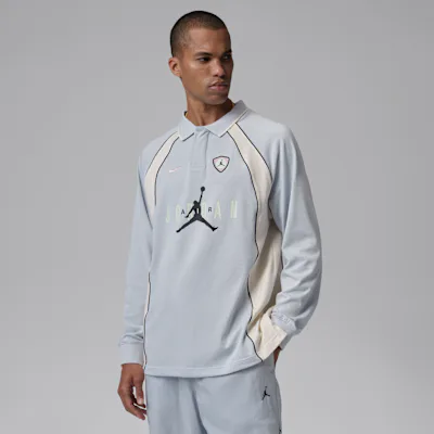 Jordan Flight Men's Long-Sleeve Polo Jersey - Aura/Pale Ivory/Black