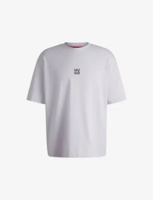 HUGO Leisure graphic-print cotton-jersey T-shirt - LIGHT/PASTEL PURPLE detail 2