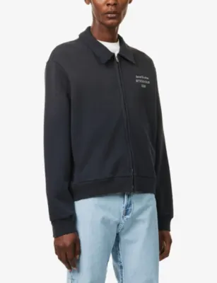 ACNE STUDIOS Logo-Print Zip-Up Cotton-Blend Sweatshirt - XL/L detail 3