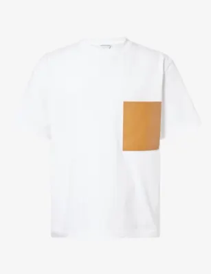 BOTTEGA VENETA Leather-Pocket Cotton T-Shirt - Double Black detail 2