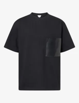 BOTTEGA VENETA Leather-Pocket Cotton T-Shirt - Double Black