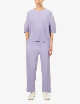 HOMME PLISSE ISSEY MIYAKE July Pleated Knitted T-Shirt in 80-purple Hued, additional product view 2