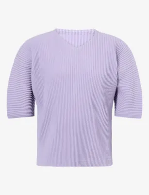 HOMME PLISSE ISSEY MIYAKE July Pleated Knitted T-Shirt in 80-purple Hued – Mens | Tops & t-shirts | T-Shirts | Plain T-Shirts