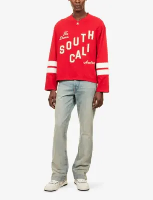 AMIRI South Cali Flock Cotton-Jersey Football T-Shirt detail 2