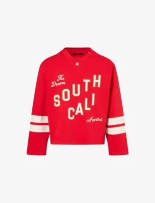 AMIRI South Cali Flock Cotton-Jersey Football T-Shirt