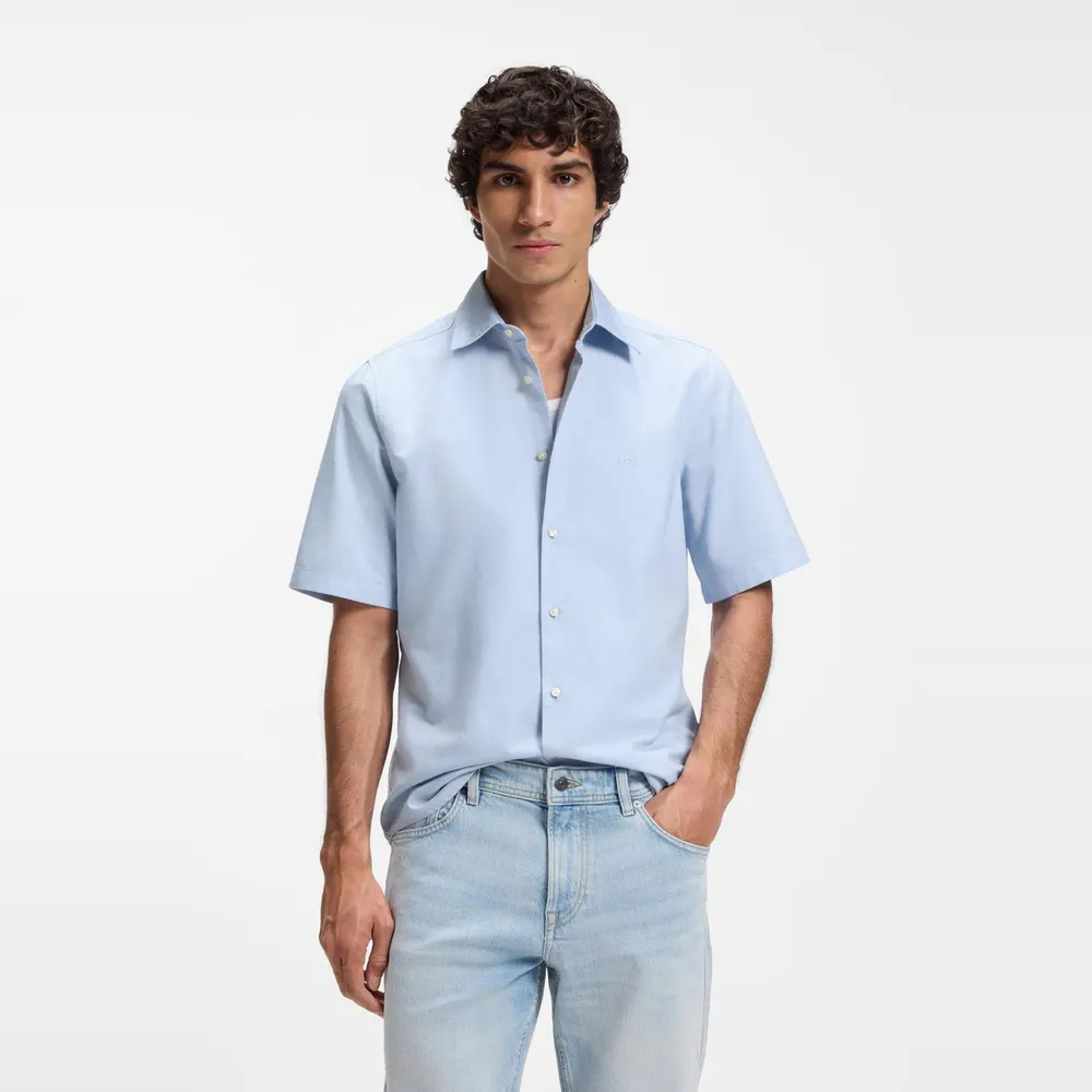 Boss Men's Cotton Short-Sleeve Plain Shirt detail 2