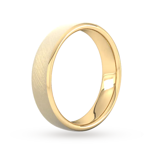 For Him 5mm D Shape Heavy Diagonal Matt Finish Wedding Ring In 18 Carat Yellow Gold detail 2