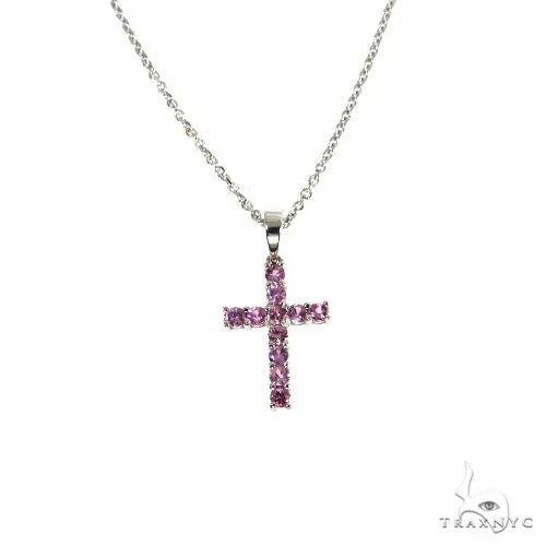 PIA - For Him GEMSTONES Mini Pink Sapphire Cross Set 67668 in Rose / 18 Inches – Pendant Set