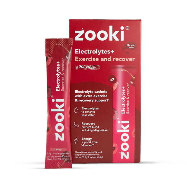 Zooki Electrolytes+ Exercise & Recover, Cherry Flavour - 7 Sachets