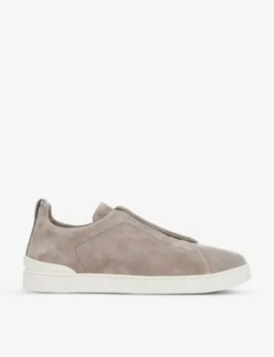 ZEGNA Triple Stitch contrast-sole suede low-top trainers - EUR 41.5 / 7.5 UK MEN