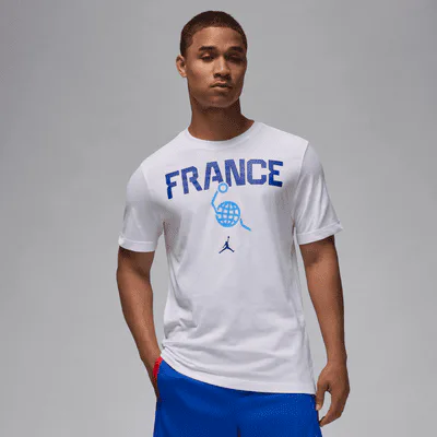 Nike France Men's Nike Basketball T-Shirt - White/White/University Blue/Old Royal