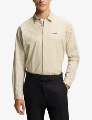 BOSS Branded Long-Sleeved Cotton-Piqué Shirt detail 3