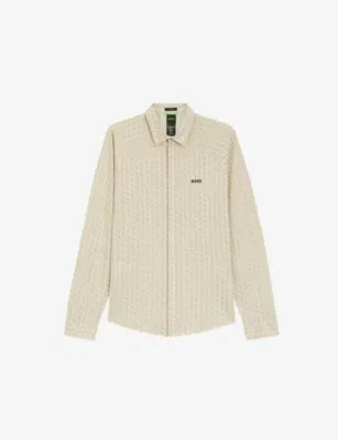 BOSS Branded Long-Sleeved Cotton-Piqué Shirt