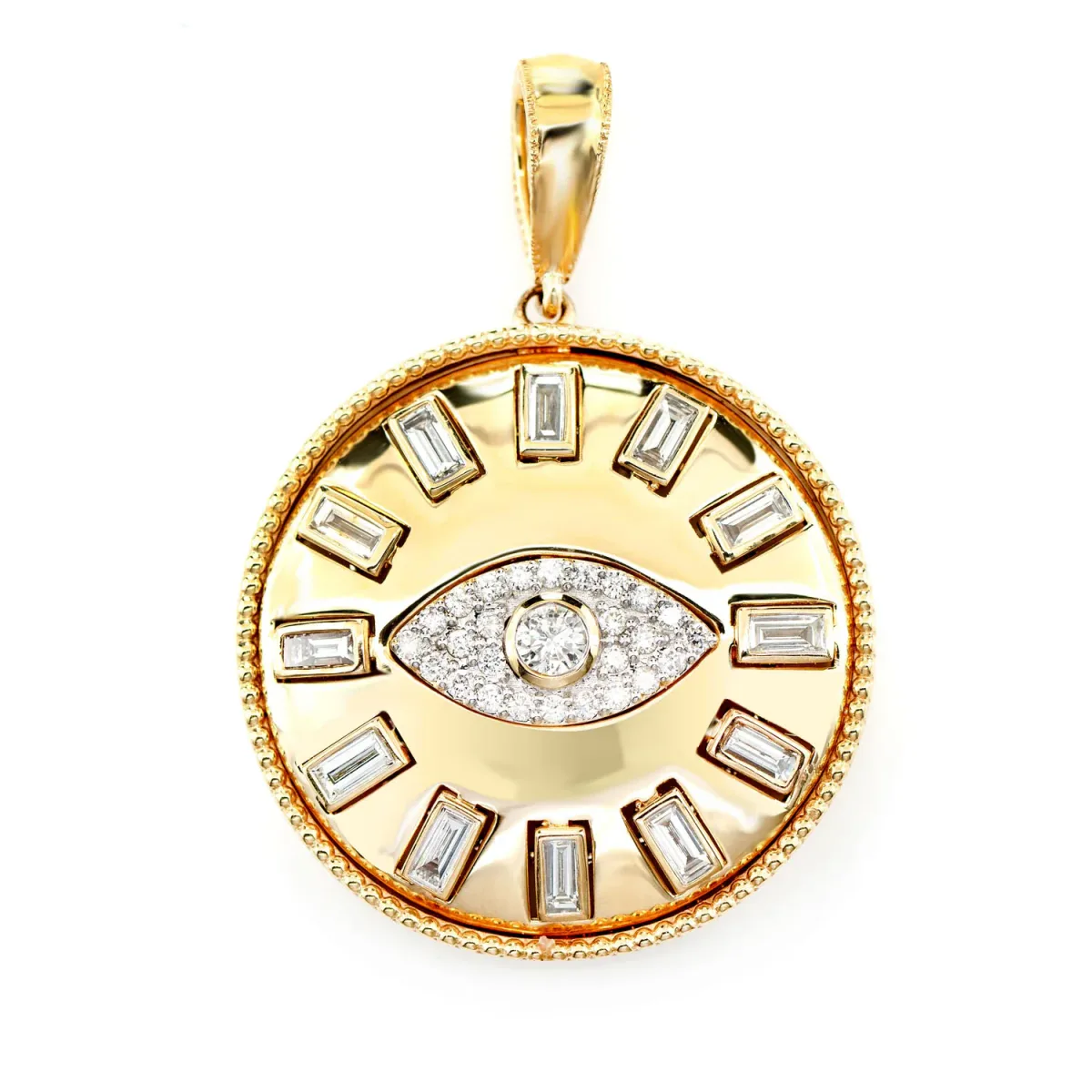 For Him Evil Eye Baguette Diamond Medallion Pendant in Rose Gold / Natural Diamond – Pendant