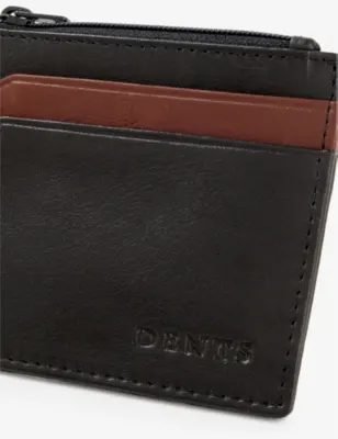 DENTS Logo-debossed leather card holder in BLACK/DARK TAN, additional product view 2