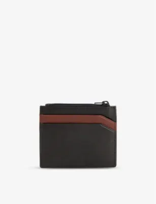 DENTS Logo-debossed leather card holder in BLACK/DARK TAN, additional product view 3
