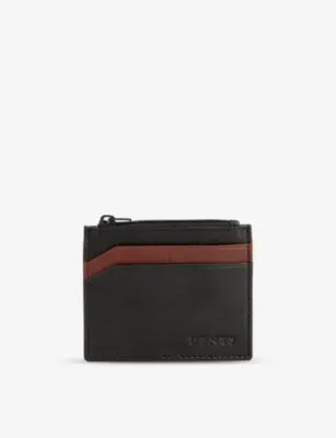 DENTS Logo-debossed leather card holder