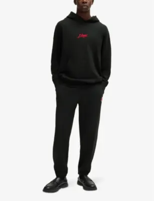 HUGO Leisure logo-print cotton-jersey hoody detail 2