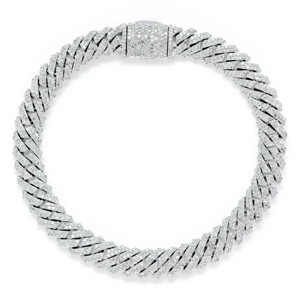 For Him Sterling Silver 8mm Raised Miami Cuban Lab Diamond Bracelet