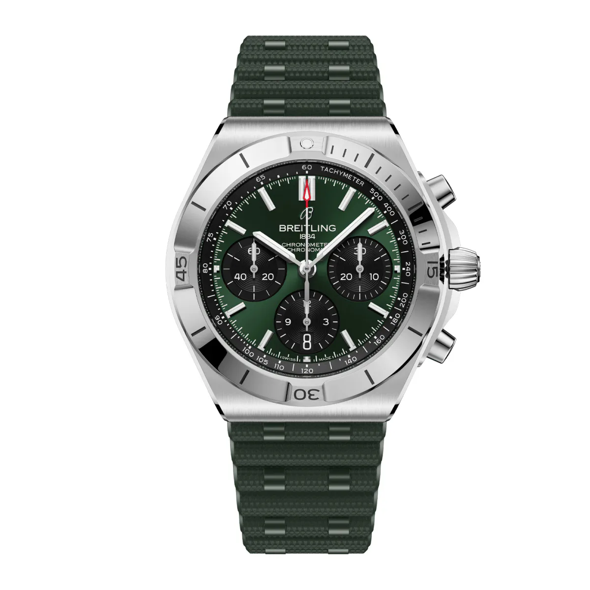 Breitling Chronomat B01 Chronograph 42mm Mens Watch Green Rubber
