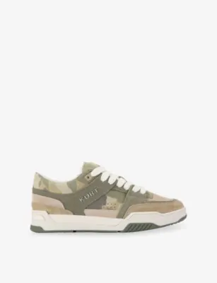 KURT GEIGER LONDON Hatton Leather and Suede Trainers - EUR 42 / 8 UK MEN in GREEN COMB – Mens | Trainers | Lace up trainers