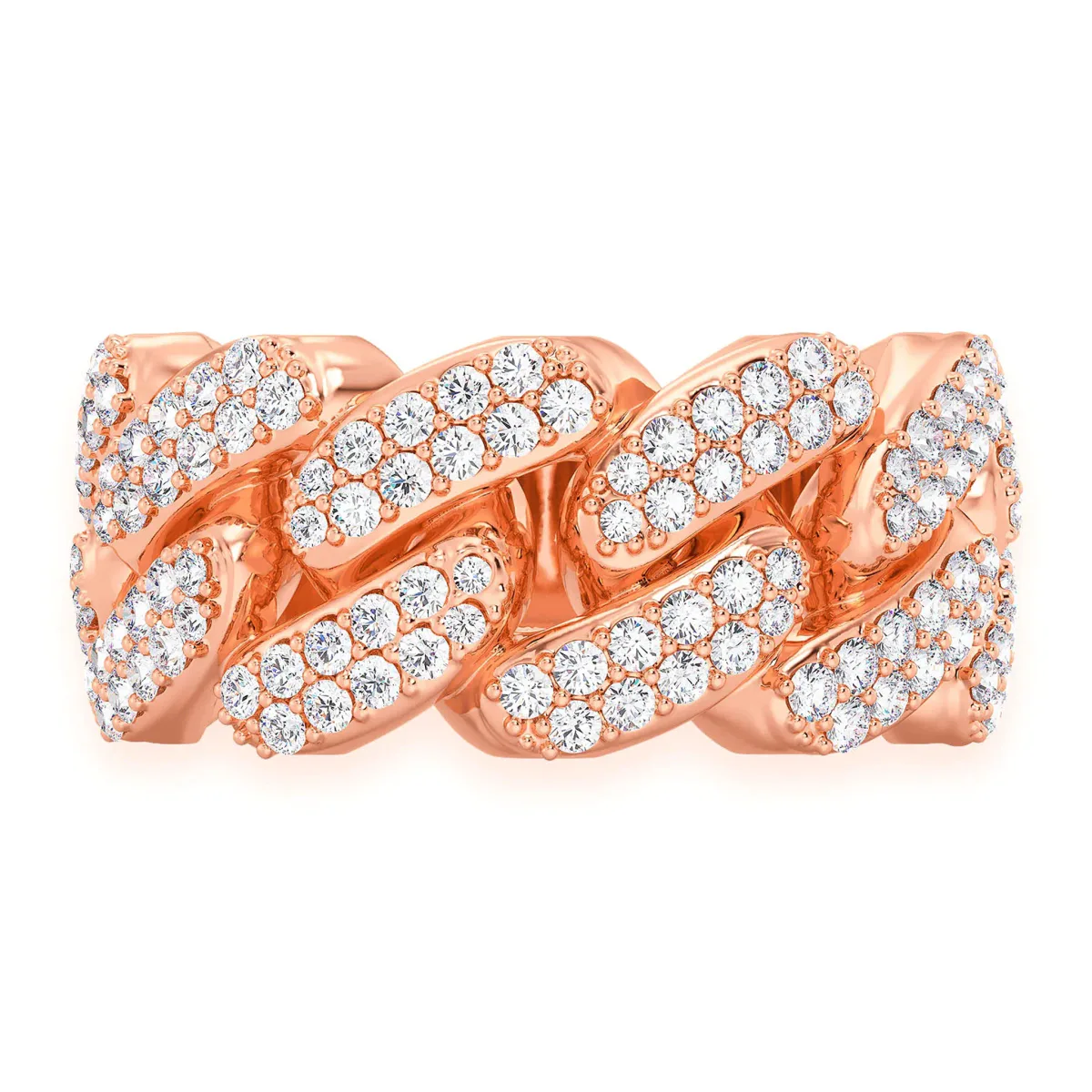 For Him Iced Out Cuban Ring in 10mm | 0.90ctw / Rose Gold / Natural Diamond – Ring
