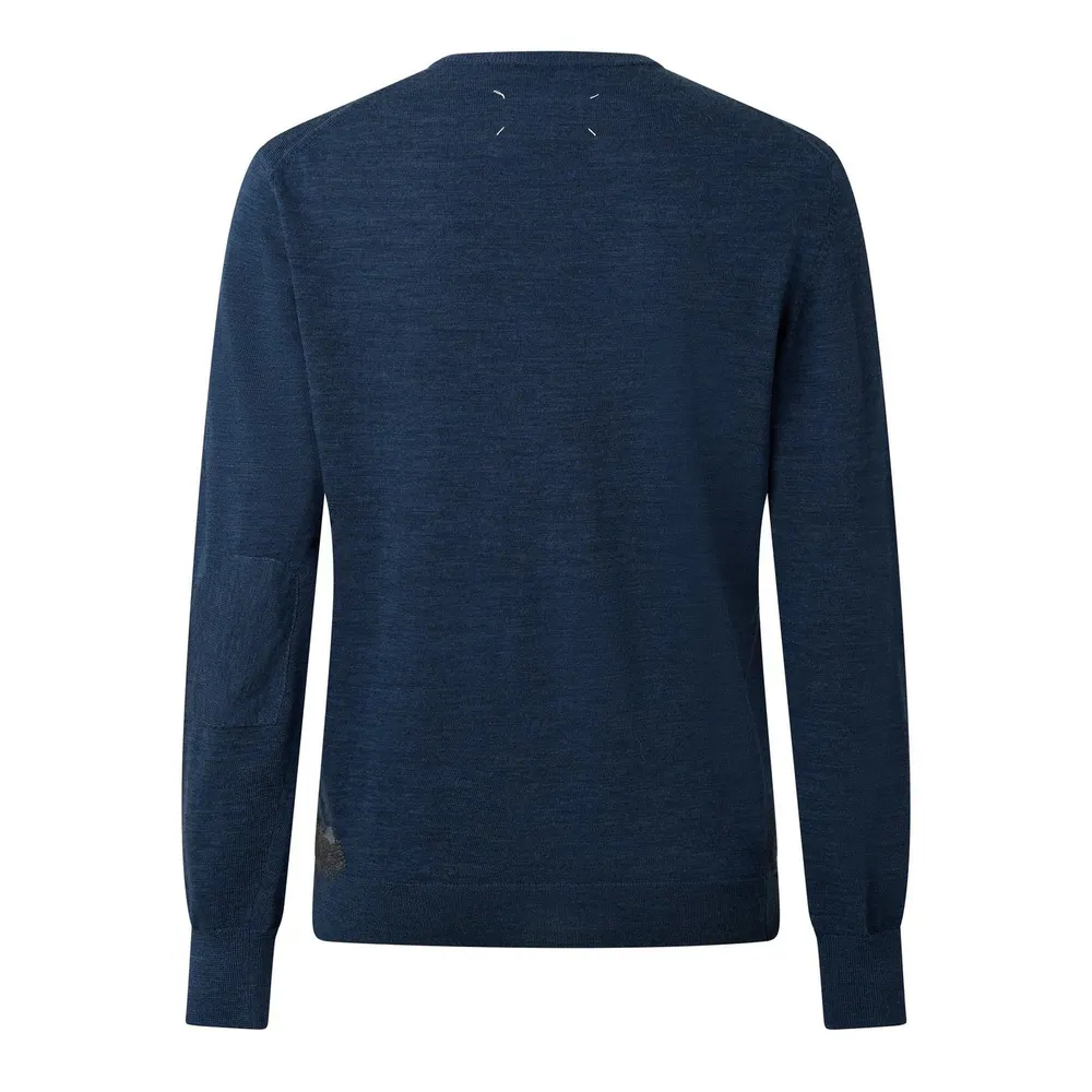Maison Margiela Mended Patch Sweater in Blue, additional product view 2