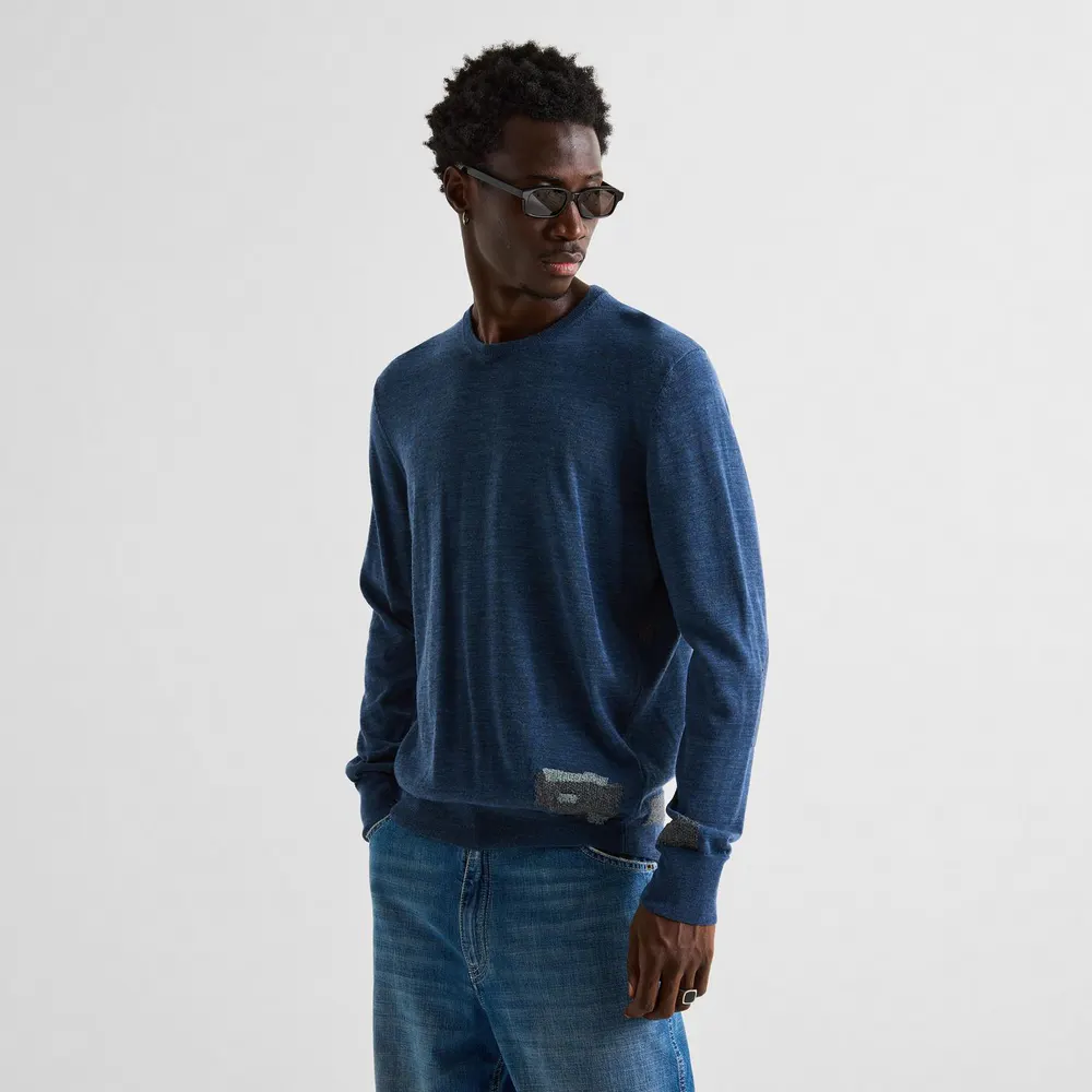 Maison Margiela Mended Patch Sweater in Blue, additional product view 3