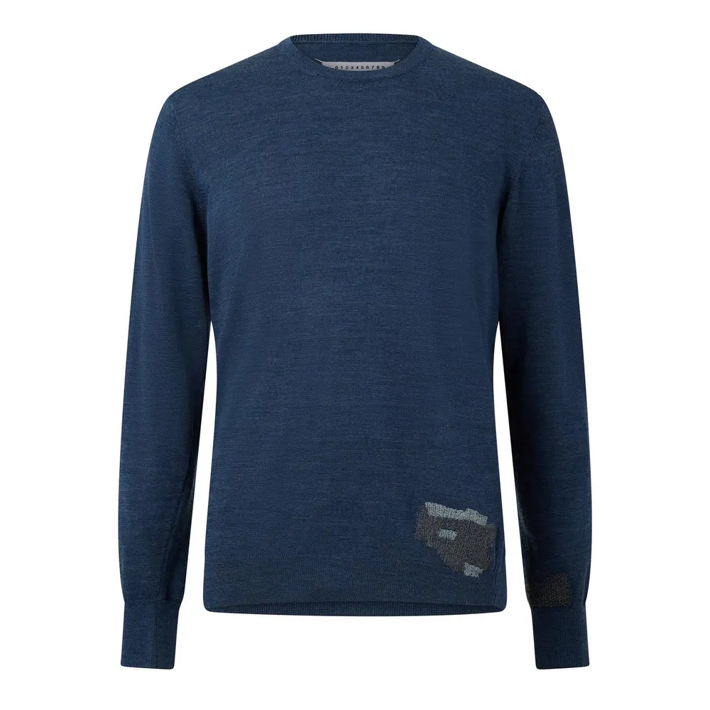 Maison Margiela Mended Patch Sweater in Blue – Clothing