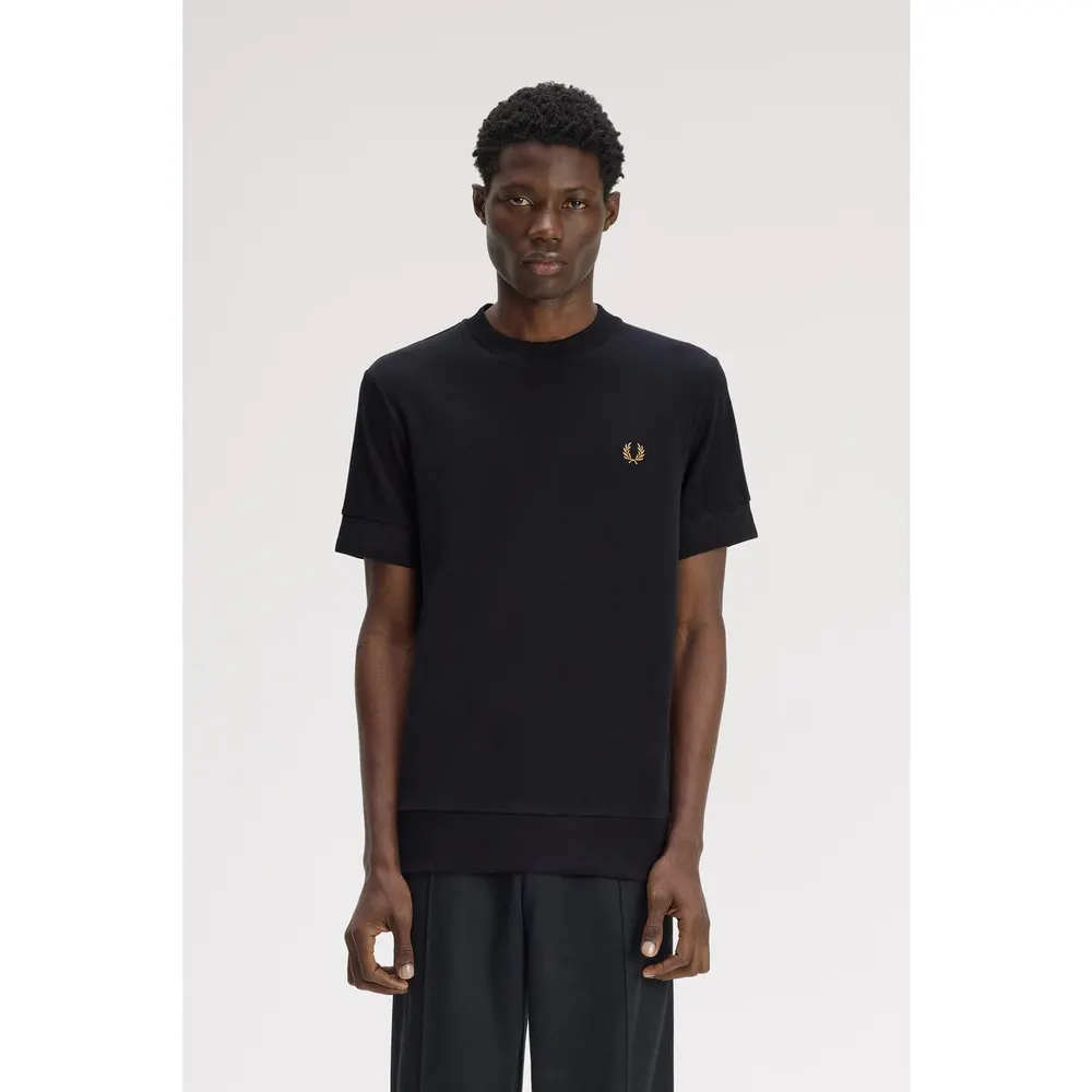 Fred Perry Men's Jacquard Cuff Cotton Short-Sleeve T-Shirt detail 3