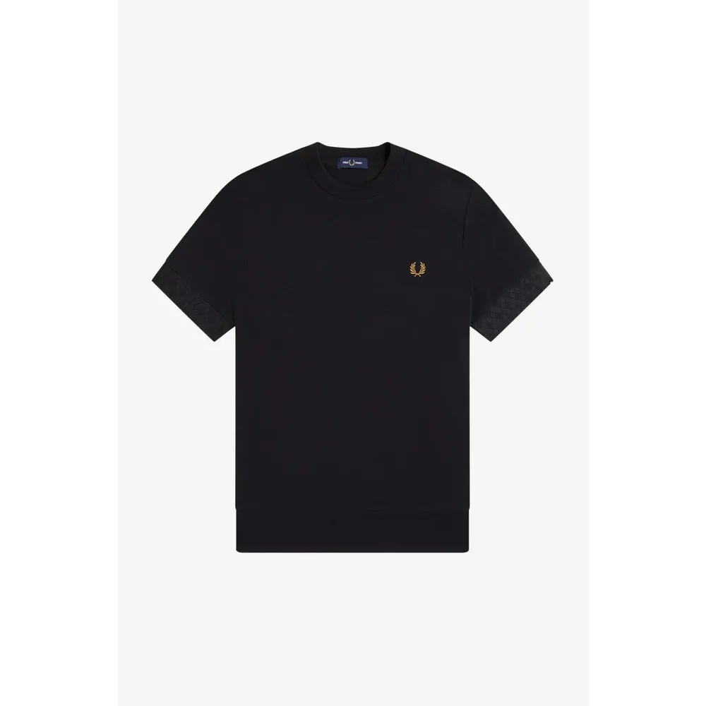 Fred Perry Men's Jacquard Cuff Cotton Short-Sleeve T-Shirt