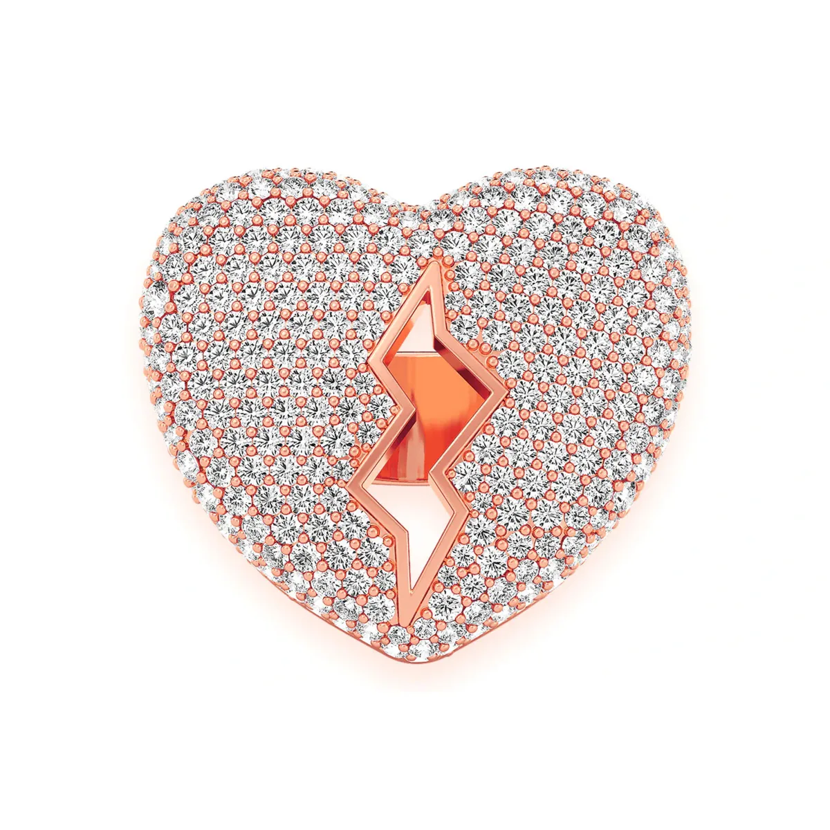 For Him Broken Heart Signet Ring in Rose Gold / Natural Diamond – Ring
