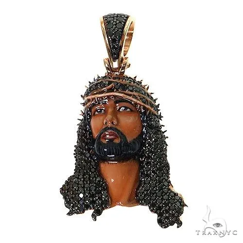 RINA - For Him DISCORD MAX Passion Black Diamond Jesus Pendant 68603 in Rose Gold – Pendant