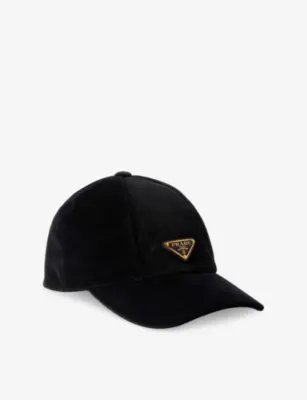 PRADA Triangle-Logo Velvet Baseball Cap - XXXL