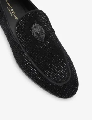 KURT GEIGER LONDON Hugh 2 Embellished Velvet Loafers - EUR 43 / 9 UK MEN in BLACK/COMB, additional product view 3