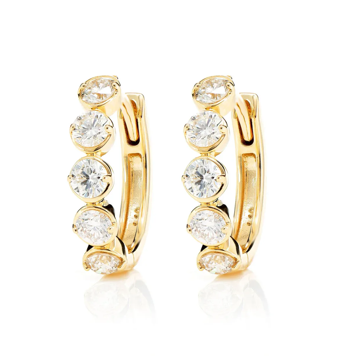 For Him Semi Bezel Diamond Hoop Earrings in Rose Gold / Lab Grown Diamond – Earring