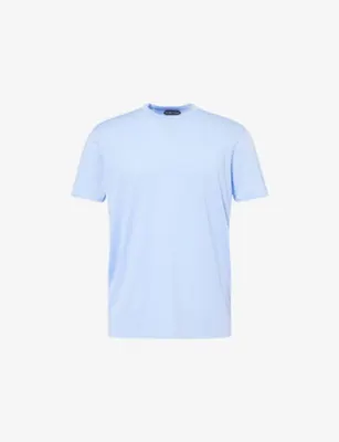 TOM FORD Brand-Embroidery Crewneck Woven T-Shirt
