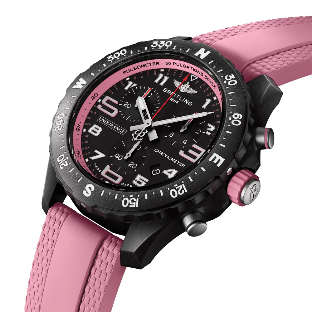 Breitling Endurance Pro 38mm Unisex Watch Pink Rubber in Black, additional product view 3