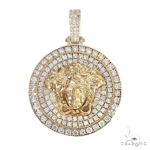RINA - For Him CUSTOM Custom Made Italian Medusa Head Diamond Round Pendant 66574 in Rose Gold – Pendant