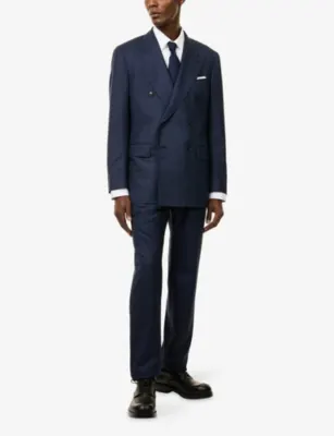 UMIT BENAN Pietro Double-Breasted Wool Blazer in Hb Navy, additional product view 2