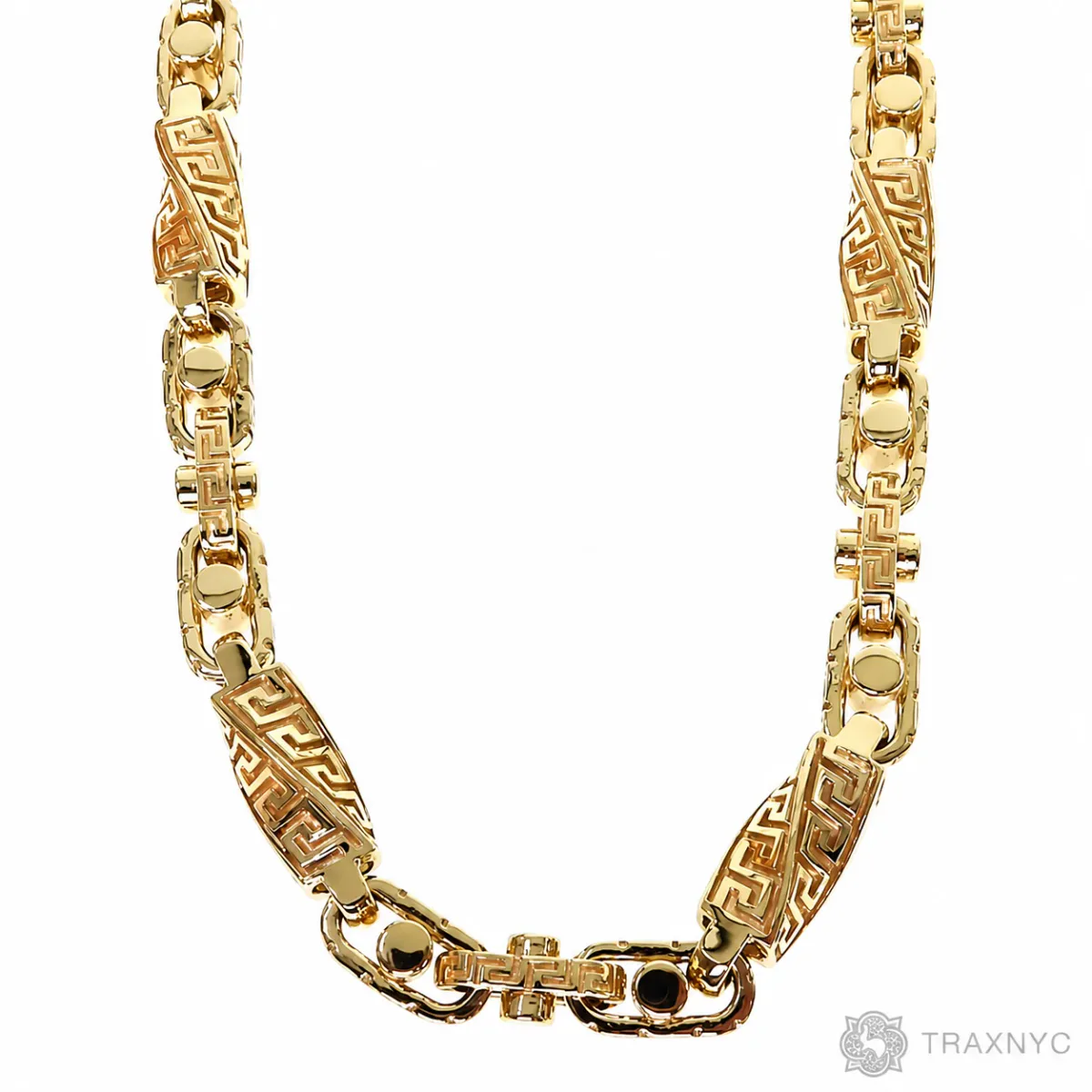 JALGAS - ASTOURIAN 14k Yellow Gold Solid Greek Key link chain 36 inches 8.5mm 68461 in Yellow – Chain