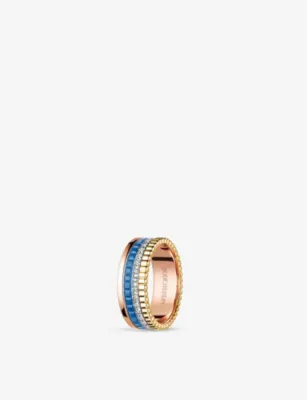 BOUCHERON Quatre Blue Edition 18ct rose-gold, yellow-gold, white-gold, ceramic and 0.24ct diamond ring - 61mm detail 3
