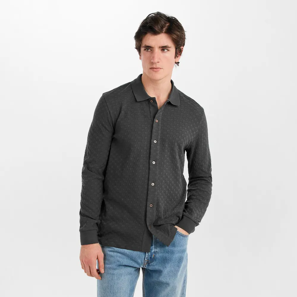 PS Paul Smith Men's Button Waffle Long Sleeve Polo Shirt detail 3